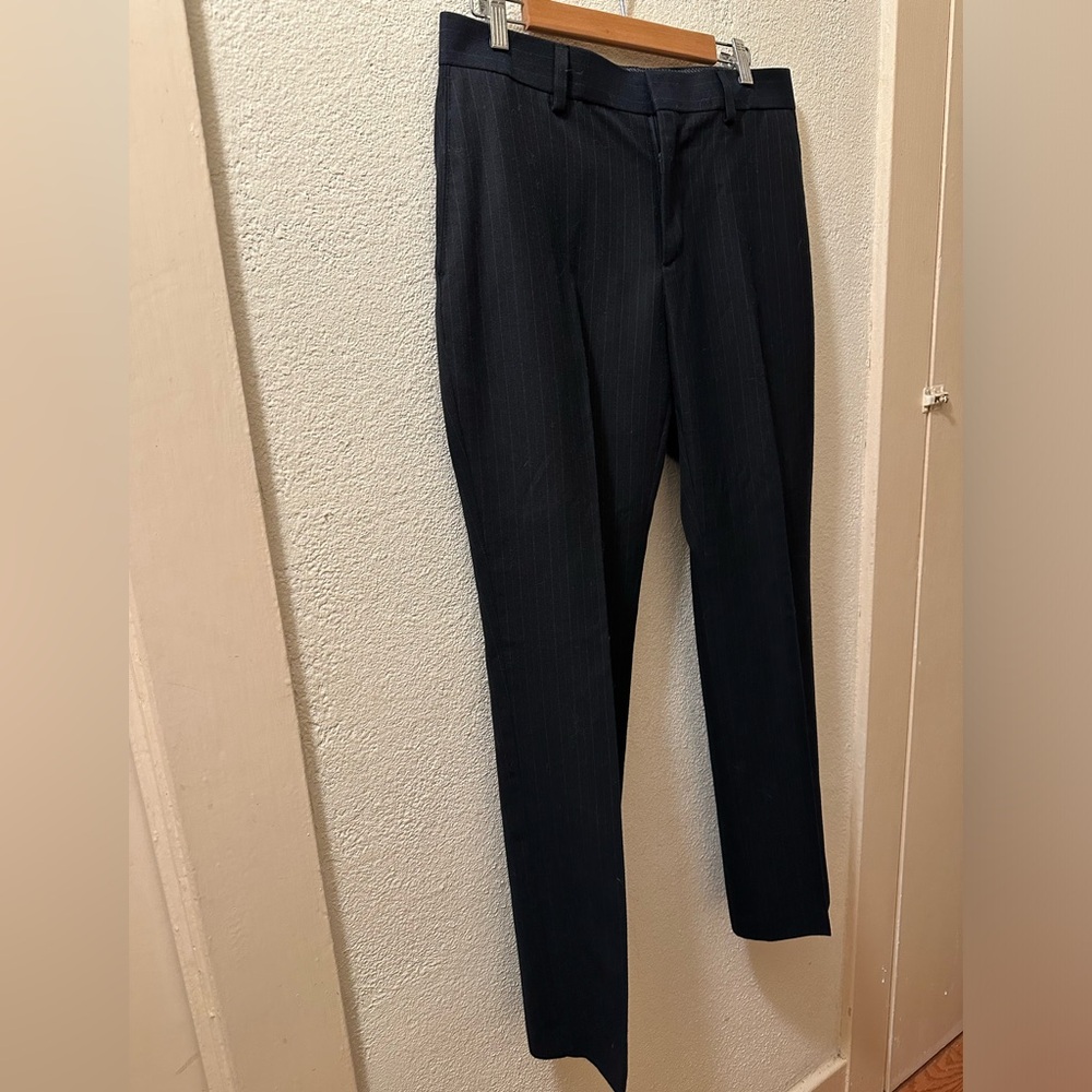 Banana Republic Factory Trousers Men Navy Pinstriped Tailored Slim Size 33 X 32